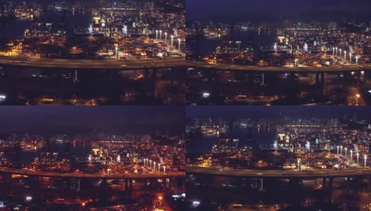 香港港口工业区、昂船洲大桥的无人机画面高清在线视频素材下载