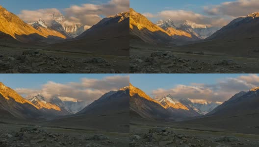 中国西藏珠穆朗玛峰大本营珠穆朗玛峰移动云场景4K延时高清在线视频素材下载
