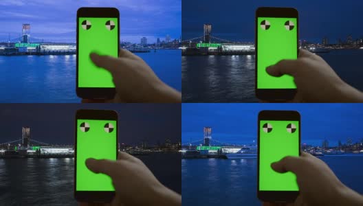 Timelapse纽约市绿屏智能手机色度键高清在线视频素材下载