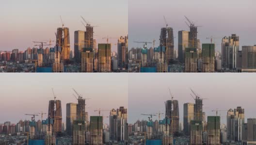 T/L PAN Urban construction at Sunset /北京，中国高清在线视频素材下载