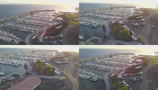 Aerial view of harbor Tenerife island Canary Spain drone top view 4K UHD video高清在线视频素材下载