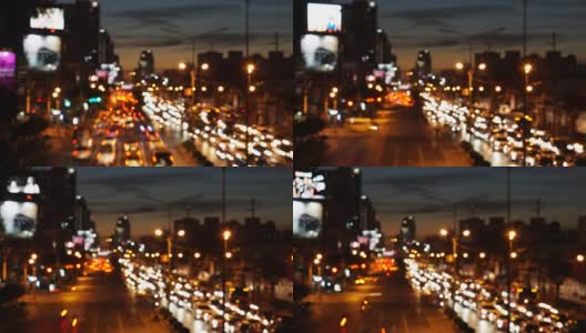抽象模糊的交通堵塞在拉玛四路高清在线视频素材下载