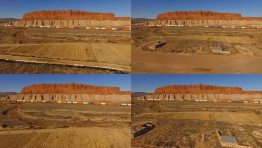 货运列车新墨西哥定居沙漠景观岩岗高清在线视频素材下载