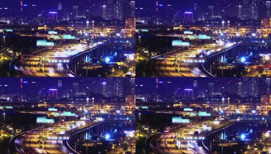 4K集装箱港口在夜间的时间间隔。香港。紧。高清在线视频素材下载