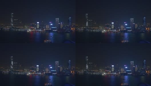 夜灯香港城市湾天台岛交通海港全景4k中国高清在线视频素材下载