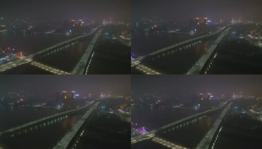 夜光珠海市景交通街道公路桥航拍全景4k中国高清在线视频素材下载