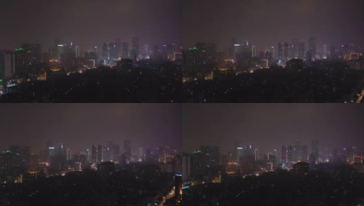夜景照亮成都市中心区航拍全景4k中国高清在线视频素材下载