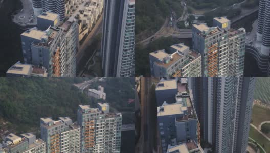 香港航拍v187近鸟瞰低飞公寓周围高清在线视频素材下载
