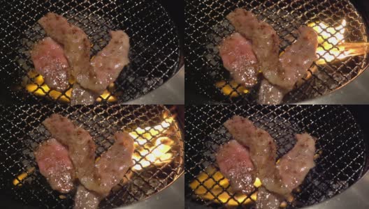 慢镜头神户和牛烤肉高清在线视频素材下载