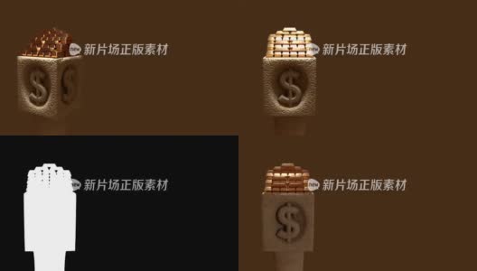 金锭条上的纪念碑美元符号+阿尔法通道高清在线视频素材下载