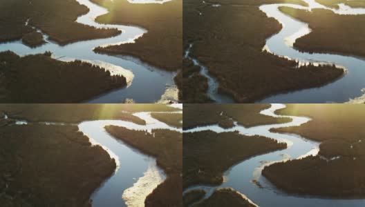 密西西比州帕斯卡古拉河三角洲，旭日照水高清在线视频素材下载