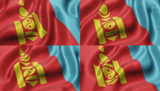蒙古国旗呈环形飘扬高清在线视频素材下载