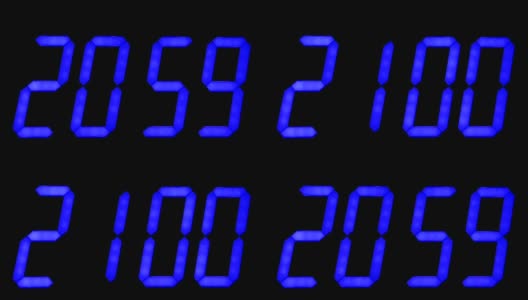LED时钟显示与大蓝色数字，工作与闪烁秒，改变20.59到21.00。高清在线视频素材下载