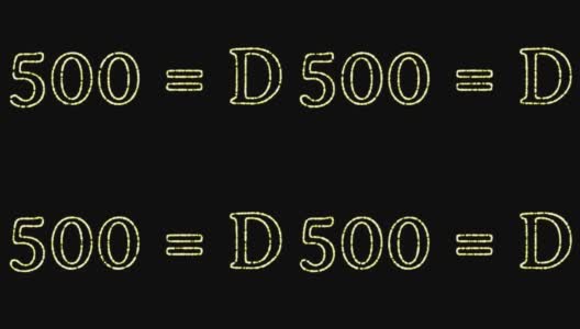 表示“五百”的阿拉伯和罗马数字。抽象孤立模糊的节日彩灯以数字的形式出现。高清在线视频素材下载