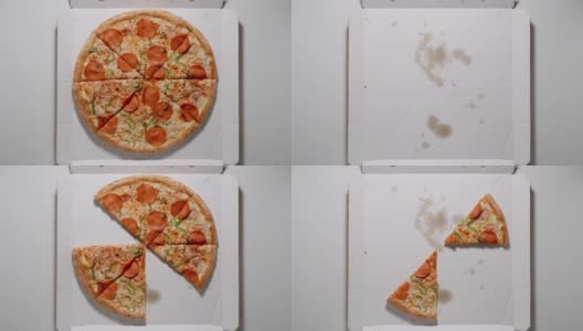 纸盒子里的披萨被吃掉了高清在线视频素材下载