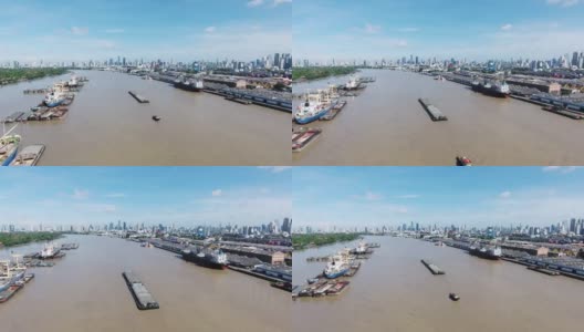曼谷港(Khlong Toei) chao -先到河边。高清在线视频素材下载