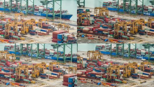 延时新加坡港口高清在线视频素材下载