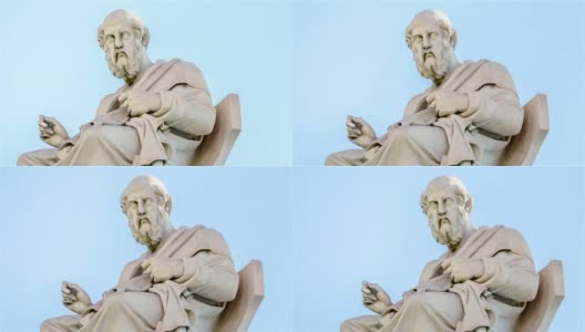 特写古希腊哲学家柏拉图的大理石雕像高清在线视频素材下载