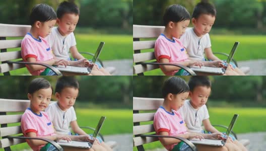 两个兄弟在公园里玩高清在线视频素材下载