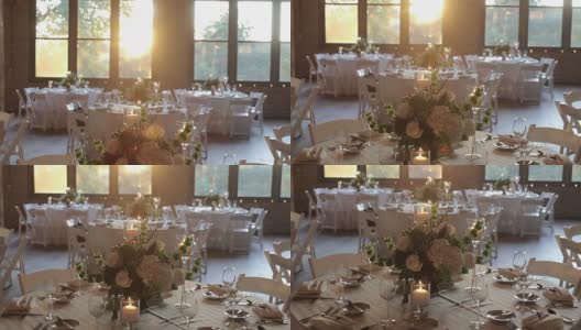 Wedding_Table_Pan_Sun_Flare高清在线视频素材下载