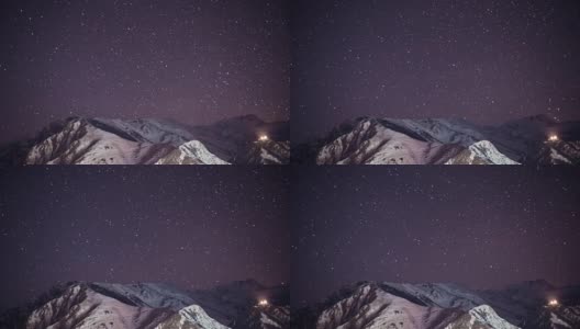 高加索山脉上的星空(延时拍摄)高清在线视频素材下载