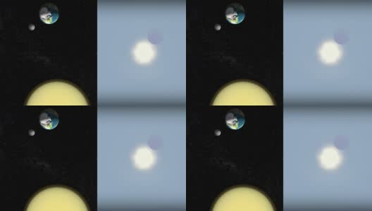 日食-双重视角-从地球和太空高清在线视频素材下载