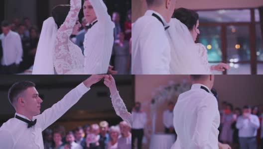 新娘和新郎跳第一支婚礼舞高清在线视频素材下载