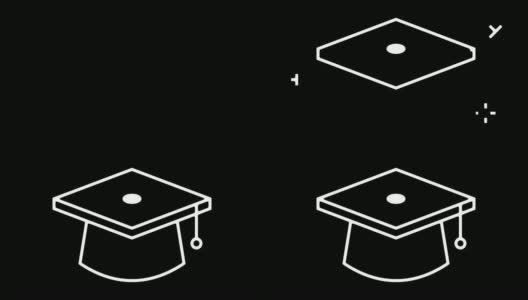 毕业典礼线图标动画与阿尔法高清在线视频素材下载