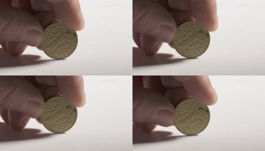 手拿1乌克兰格里夫纳硬币。乌克兰的货币。高清在线视频素材下载
