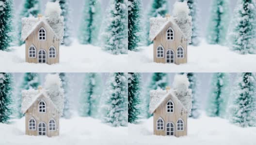 冬季森林中的房子高清在线视频素材下载