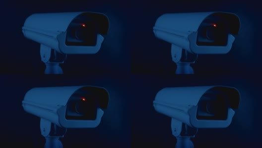 摄像头记录在夜间安全概念高清在线视频素材下载