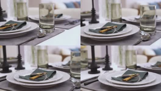 餐桌上优雅的陶器高清在线视频素材下载