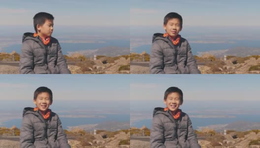 健康放松的亚洲十多岁男孩祈祷，平静的表情，积极的心理健康高清在线视频素材下载