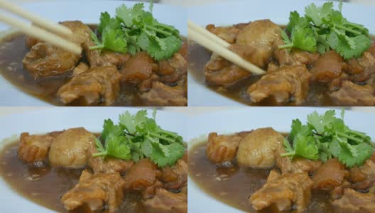 红烧猪腿，中国菜高清在线视频素材下载
