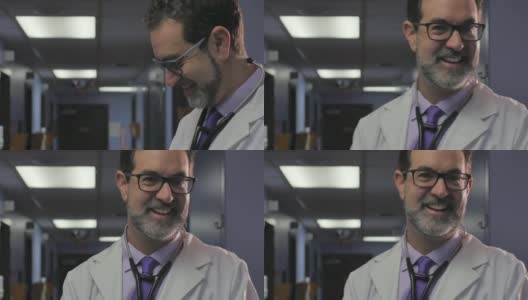 一个男医生微笑着看着镜头的真实时刻高清在线视频素材下载