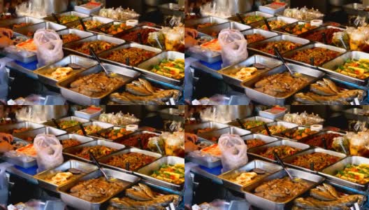 泰国街头的亚洲街头小吃。芭堤雅高清在线视频素材下载