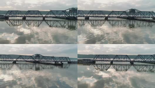 哈德逊河上的斯卜腾杜伊维尔桥鸟瞰图高清在线视频素材下载