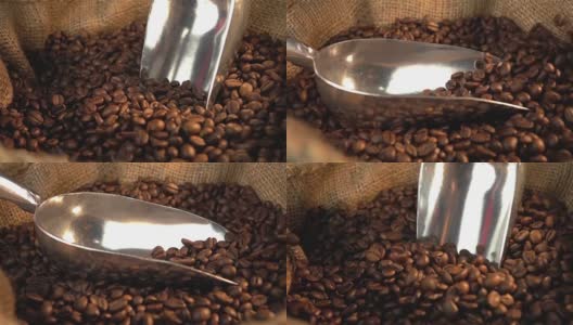 两段旋转咖啡豆的慢动作视频高清在线视频素材下载