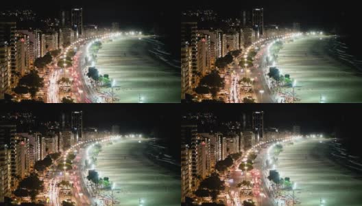 在科帕卡巴纳海滩上，从上面俯瞰，巴西里约热内卢高清在线视频素材下载