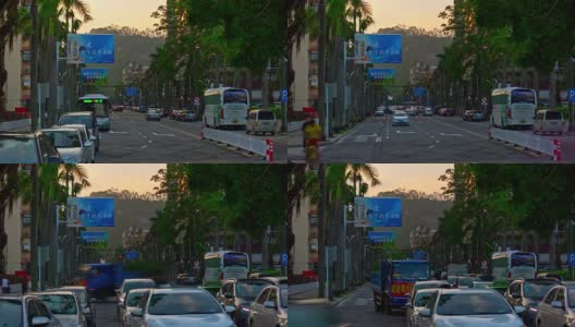 日落时间珠海城市交通街道十字路口全景4k时间流逝中国高清在线视频素材下载