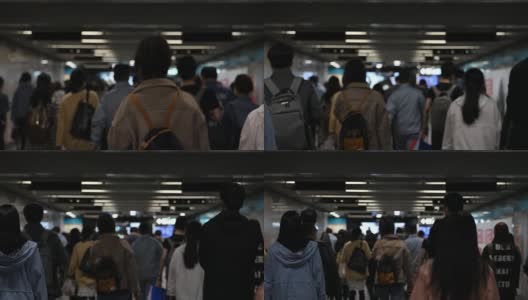 北京地铁地下通道拥挤的背景高清在线视频素材下载