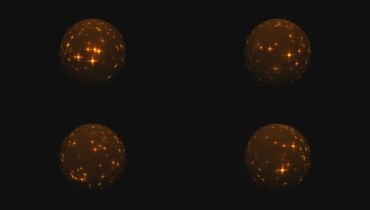 球体与金色闪烁的星星在黑色，庆祝3d渲染背景高清在线视频素材下载