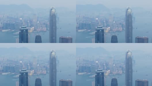 中国晚上时间香港城市景观著名的观景台岛湾全景4k高清在线视频素材下载