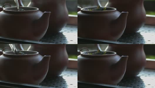 在茶道上斟茶高清在线视频素材下载