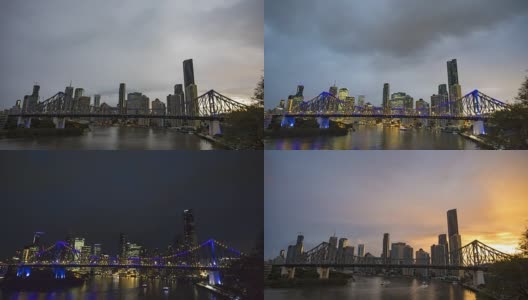 澳大利亚布里斯班的日落延时与故事桥高清在线视频素材下载