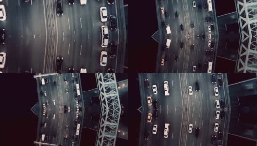 城市交通。空中的背景。镜面效果高清在线视频素材下载