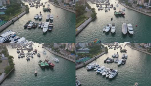 香港香港仔避风塘及鸭脷洲鸟瞰图高清在线视频素材下载