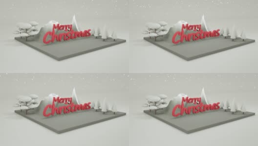 低聚圣诞文字飘落的雪，圣诞假期股票视频高清在线视频素材下载
