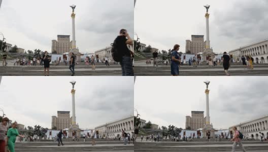 乌克兰基辅——2019年7月30日:基辅中心广场——独立广场高清在线视频素材下载