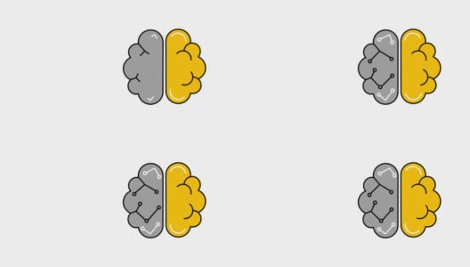 数字大脑卡通科学图标4k视频。高清在线视频素材下载